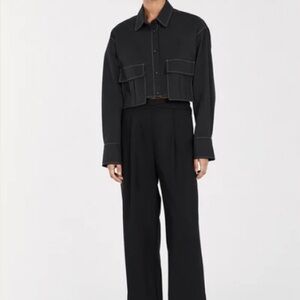DISSH FRANKIE BLACK CROPPED POPLIN SHIRT